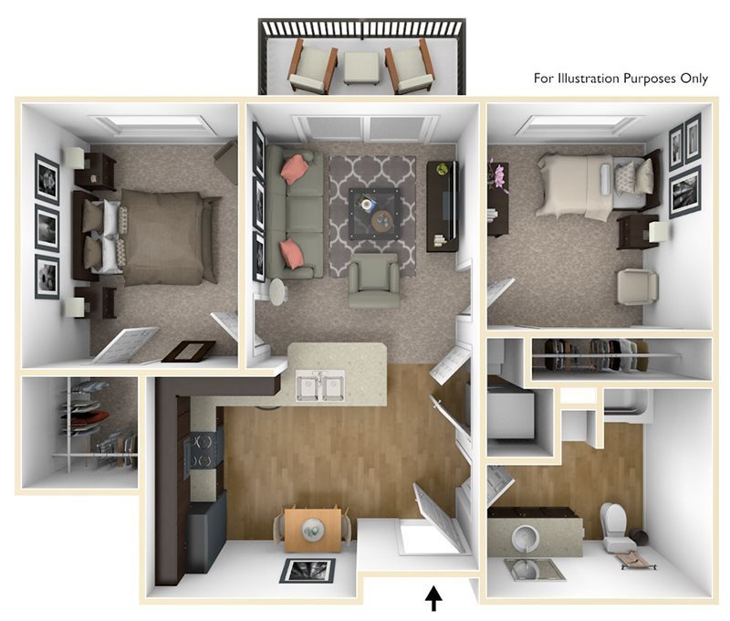 Vintage at Bellingham | Two Bedroom One Bathroom Unit Floorplan 2x1 floor plans available at Vintage at Bellingham | Bellingham, WA 98226